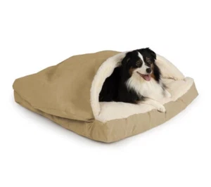 Snoozer Cozy Cave Square Medium 30" Dog Bed, Khaki - Picture 1 of 2