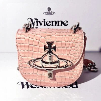 Vivienne Westwood Big Orb Chain Strap Leather Shoulder Mini Bag Pink outlet New - Image 1 of 4