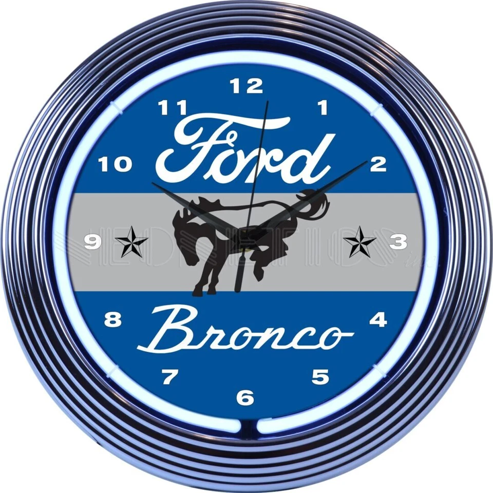Ford Bronco Car Garage Wall Mount Neon Sign 15 Inches Neon Clock - Image 1 of 1
