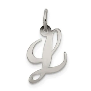 Sterling Silver 925 Small Fancy Script Letter L Initial Charm Pendant 0.63 Inch - Picture 1 of 4
