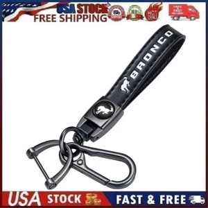 Genuine Leather Car Keychain Set for Bronco Key Ring Lanyard Accessories Style 1 - Picture 1 of 13