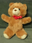 Vintage Animal Fair Light Brown Teddy Bear Plush 9" Stuffed Animal W/ Red Bow