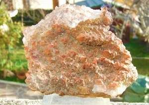 - Rohmineralien Kristalltherapie - HÄMATOIDER ROTER QUARZ auf BARYT (46)Marokko - Bild 1 von 5
