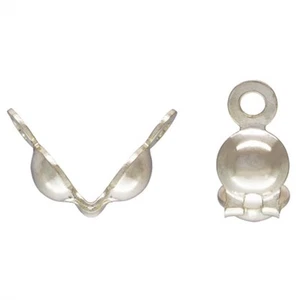 20pcs 925 Sterling Silver Clamshell Bead Tips Knot Covers with Closed Rings - Picture 1 of 1