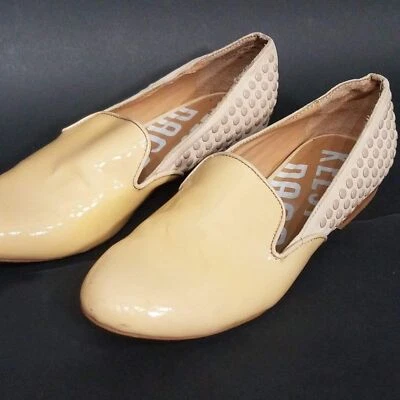 Kelsi Dagger Francie Yellow/Nude Patent Leather Toe Back Studs Flats Size 7M - Image 1 of 4