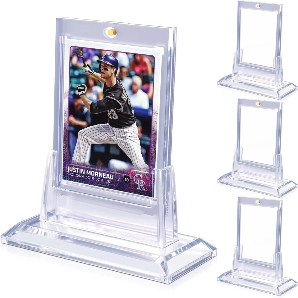 4Pcs Magnetic Card Holders For Trading Card 35Pt Hard Baseball Protector W Stand - Image 1 of 4