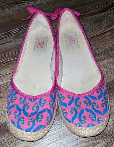 Flats balletto UGG Indah Marrakech da donna rosa blu espadrilla 7