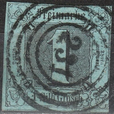 THURN AND TAXIS 1852 Mi 4 Sc 4 used ((231)) black, on prussian blue paper RARE - Image 1 of 2