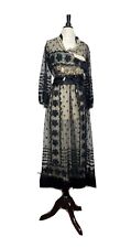 Antique Edwardian Victorian 1900 Black Net Lace Gown Glass and Jet Beading AS IS