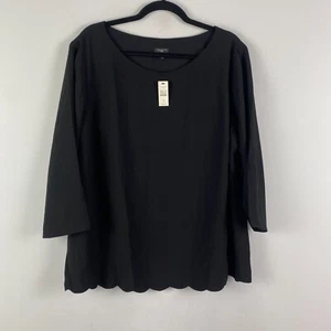 Talbots Blouse Size 2X Scallop Hem Crossover Back 3/4 Sleeves - Picture 1 of 11