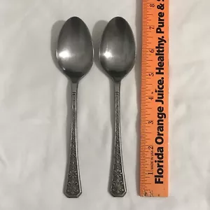 Interpur Florenz Flatware Spoon Stainless Floral Vintage MCM Japan 7.25" Lot 2 - Picture 1 of 7