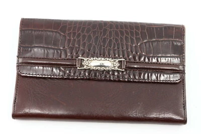 Cartera sobre plegable Brigbton marrón genuino piel de cocodrilo cuero con respaldo de cuerno Foto 1 de 4