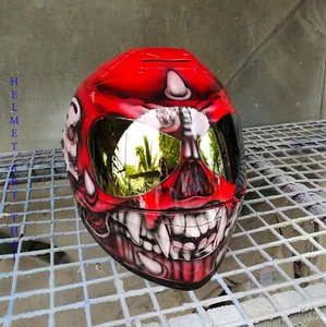 RED Custom Airbrushed Motorcycle Helmet - Picture 1 of 12