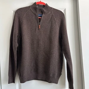 Pullover Tommy Bahama Usado en Excelente Condición Para Hombre Marrón Mezcla de Cachemira Cuarto Cremallera Talla M - Imagen 1 de 10
