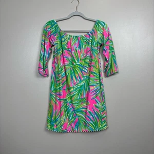 Vestido Lilly Pulitzer Niñas 12-14 Rosa Lima Real Mini Vestido Enna Algodón Tiki - Imagen 1 de 8