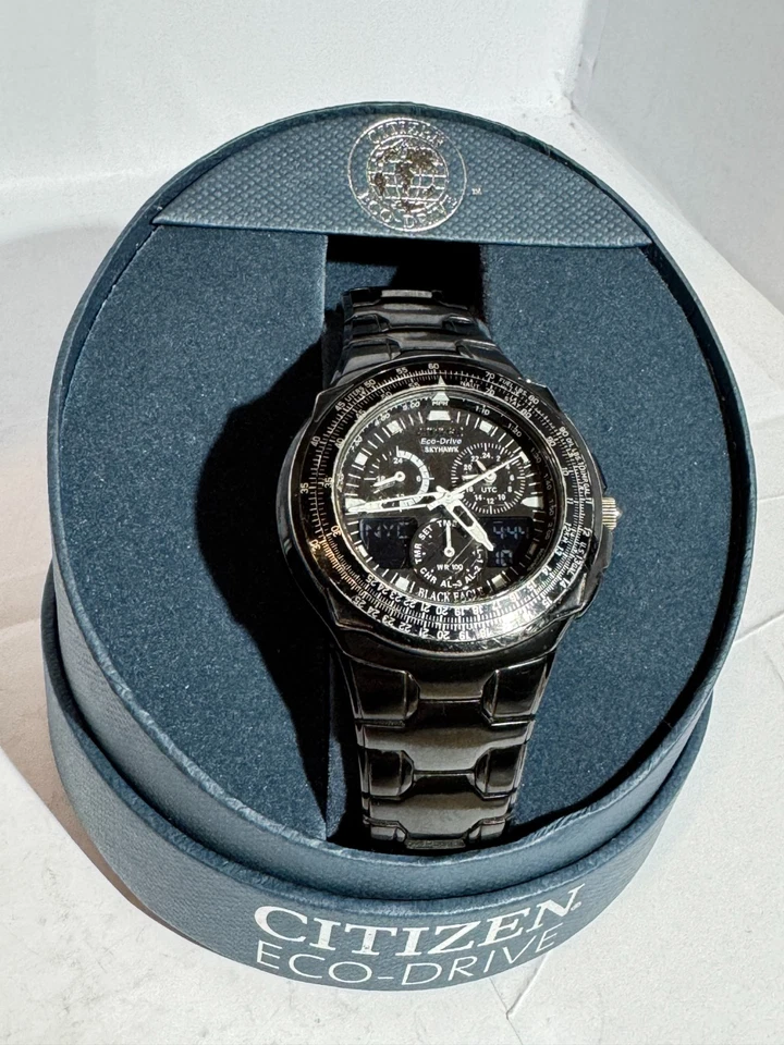 Citizen Eco-Drive Skyhawk Black Eagle World Time Aviator Men's Wristwatch - image 1 of 4