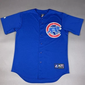 Chicago Cubs Jersey Mens Medium MLB Baseball Shirt Majestic Button Up Retro - Picture 1 of 10