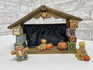 Vintage Cherished Teddies Beary Scary Halloween Haus mit Box 1995 Neu im Karton 4 Teile - Bild 1 von 13