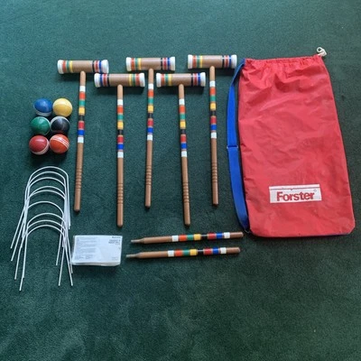 Juego de Croquet Forster Vintage con 6 Bolas y 5 Mazos Hecho en EE. UU. con Bolsa Foto 1 de 4