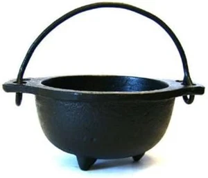 Cast Iron Cauldron W/Handle, Ideal for Smudging, Incense Burning, Ritual Purpose - Picture 1 of 12