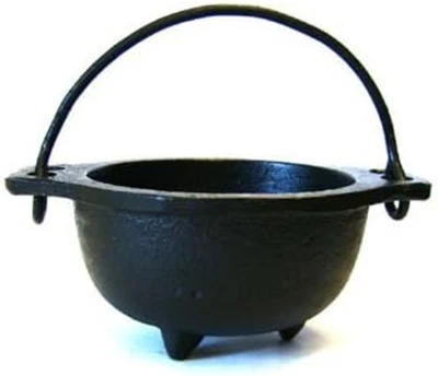 Cast Iron Cauldron W/Handle, Ideal for Smudging, Incense Burning, Ritual Purpose - Image 1 of 4