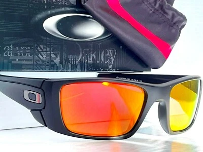Oakley FUEL CELL Black Thin Red Line POLARIZED Galaxy Ruby Lens Sunglass 9096 - Image 1 of 4