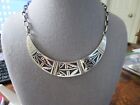 Southwest Indian Design By Clifton Mowa Sterling Silver Hinged Collar