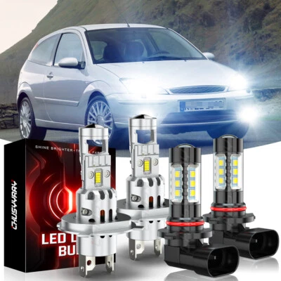 Combo faros LED blancos para Ford Focus 2003-2004 H4+9145 kit de 4 piezas Foto 1 de 4