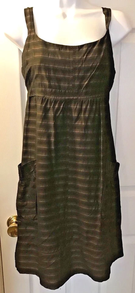 WALTER Dress Jumper Black Brown Striped Lined Adjustable Knit 2 Pockets Sz L - Изображение 1 из 4