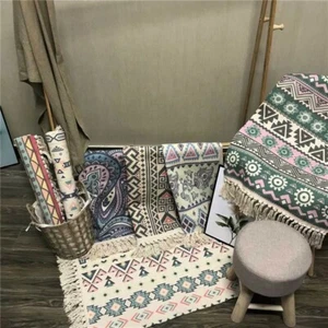 Cotton Linen Soft Home Decorate Nordic Carpet Rug Mat Living Room Bedroom Floor - Picture 1 of 12