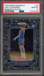 2022-23 Prizm Monopoly CHET HOLMGREN #63 RC Rookie Black PSA 10 Thunder - Picture 1 of 2