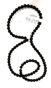  Antiques perles d'onyx noir 4 mm de diamètre 16" brin long #V3E