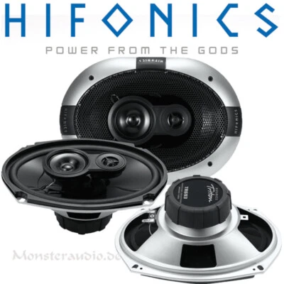 Hifonic 250 Watt 3-Wege Auto Lautsprecher oval Set Boxen PKW 6x9" Heck Hutablage - Bild 1 von 4