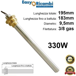Resistenza candeletta accensione per STUFA A PELLET 330W 183/195mm con raccordo - Foto 1 di 5