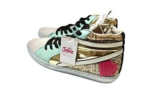 Justice Sport Gold Girls Sneakers High Tops Girls Size 13 Lace Up NEW W/ Tag