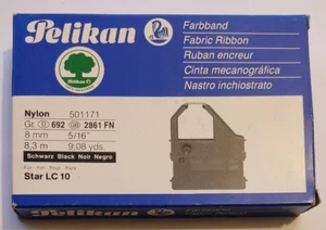 1x PELIKAN 501171 NYLON  Farbband GR. 692 Schwarz Black für STAR LC 9, 10,20,100 - Afbeelding 1 van 4