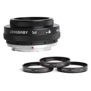Lensbaby Sol 45mm f/3.5 Lens for Nikon F Cameras w/ Lensbaby 46mm Macro Filters - Picture 1 of 8