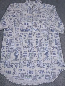 Camisa de Colección Britches Great Outdoors Para Hombre Grande Blanca y Azul Azteca Manga Corta - Imagen 1 de 9