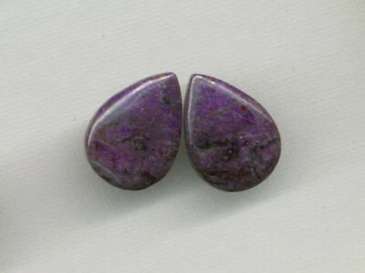 PAR DE CABUJONES LÁGRIMA SUGILITE RESPALDO PLANO SIN RESPALDO - 25X18X4MM - 30,65 Cts - 0606 Foto 1 de 2
