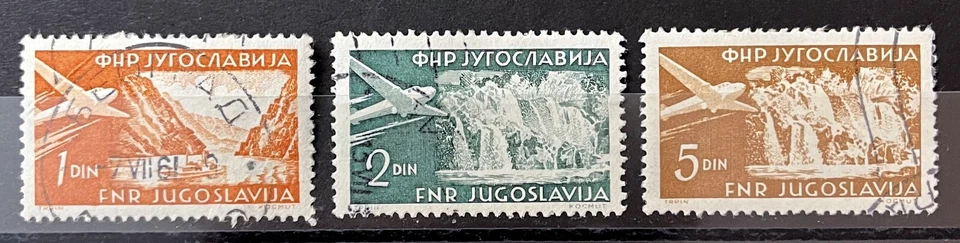 YUGOSLAVIA 1951  - (Air Mail Issue) Iron gate Derdap, Scott#C34-42 Partial set - Image 1 of 1