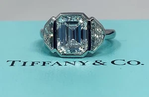 Tiffany & Co. Emerald cut G VVS2 5CTW+ Diamond Platinum Ring *GIA CERT* - Picture 1 of 12
