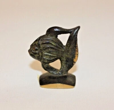 Fisch Bronze 95g Messing Tier Figur Skulptur Bosse Baller grün alt vintage 3 - Bild 1 von 4