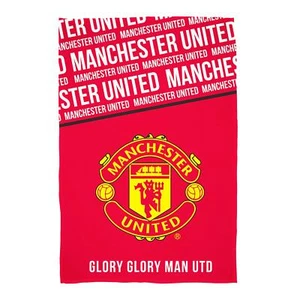 Manchester United Red Blanket Soft Fleece Large Crest Football 100cm x 150cm - Picture 1 of 5