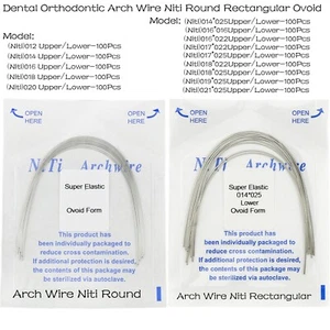 100 piezas de alambre dental Orth Arch súper elástico NITI forma ovoide redondo rectangular U/L - Imagen 1 de 95