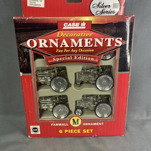 NEW Official CASE IH Farmall M SILVER Tractors Christmas Ornament Set Of 6 #8001 - Picture 1 of 4