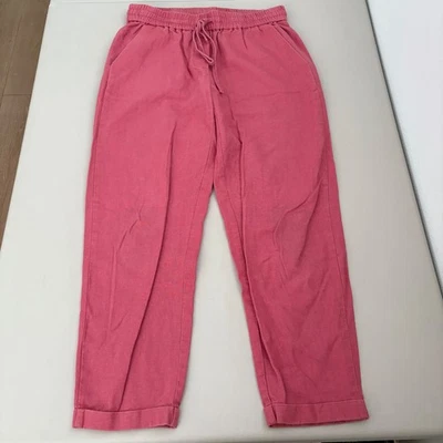 J. Crew Rosa Mezcla Lino Bolsa de Papel Cintura Cordón Pantalones Talla 2 Cómodo Oficina Foto 1 de 4