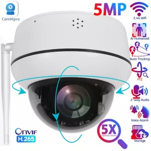 5MP WIFI 5X Zoom PTZ Dome Security Camera 2-Way Audio IR Night Vision Auto Track - Picture 1 of 15