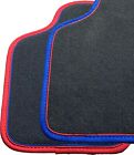 Fußmatten für BMW 1er E81 / E82 Velours Deluxe anthrazit Nubukband blau-rot