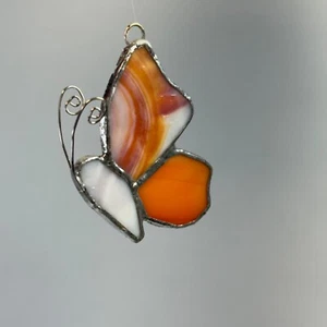 Handgefertigter orangefarbener Buntglas Schmetterling Sonnenfänger - kostenloser Versand - Bild 1 von 7