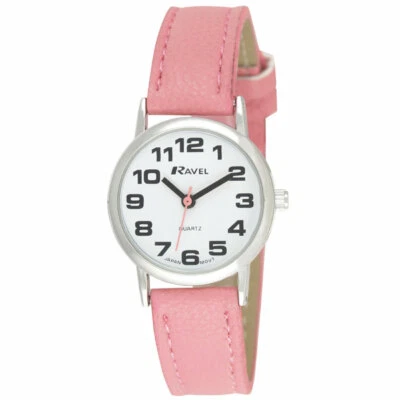 Ravel Ladies Easy Read White Dial & Pink Faux Leather Strap Watch R0105.13.15LA - Image 1 of 3